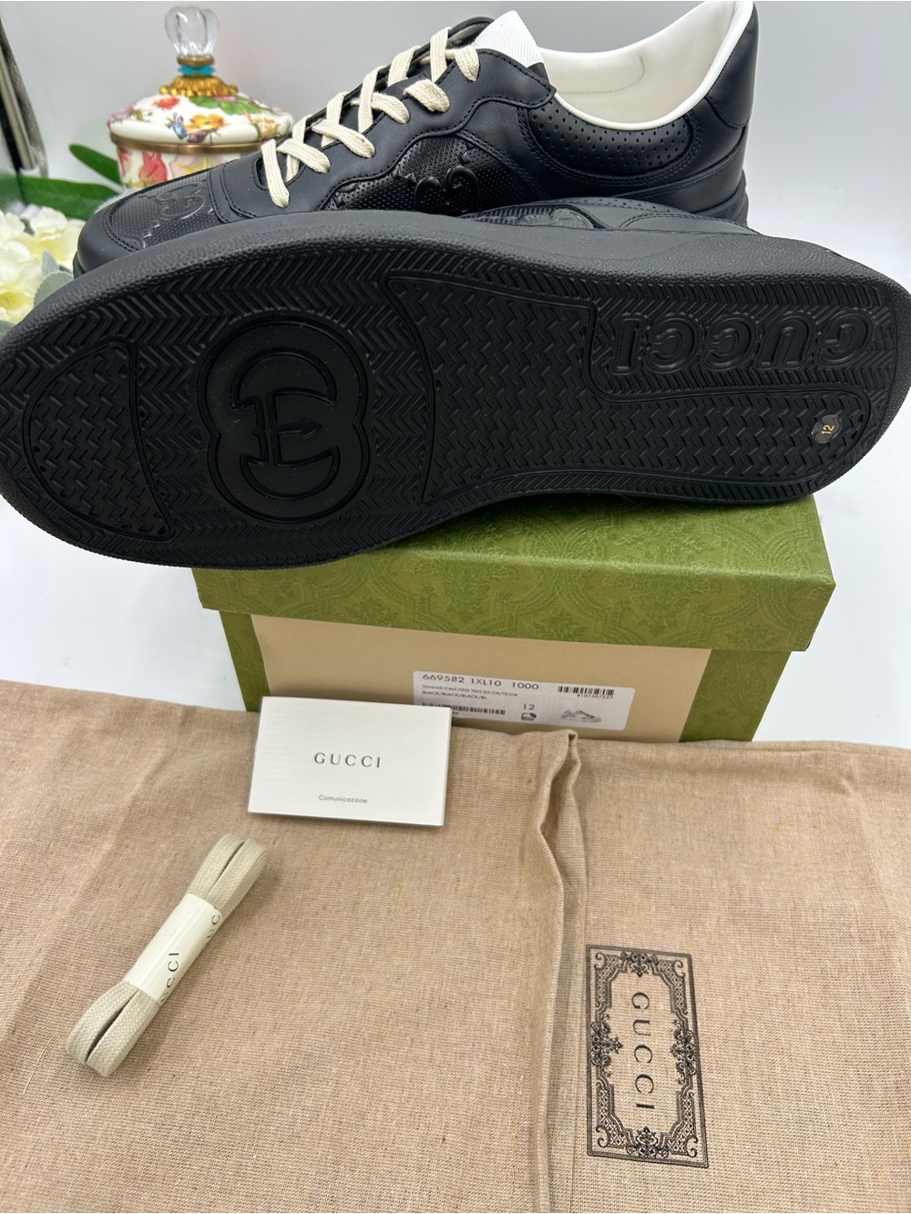 Men's Gucci GG embossed leather sneakers size 12 fits 13 US made in Italy - Picture 6 of 11